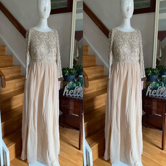 Giada Beaded Formal Dress BEIGE - Picture 3 of 11
